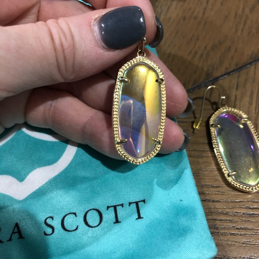 Kendra Scott Gold Earrings in Dichroic Glass